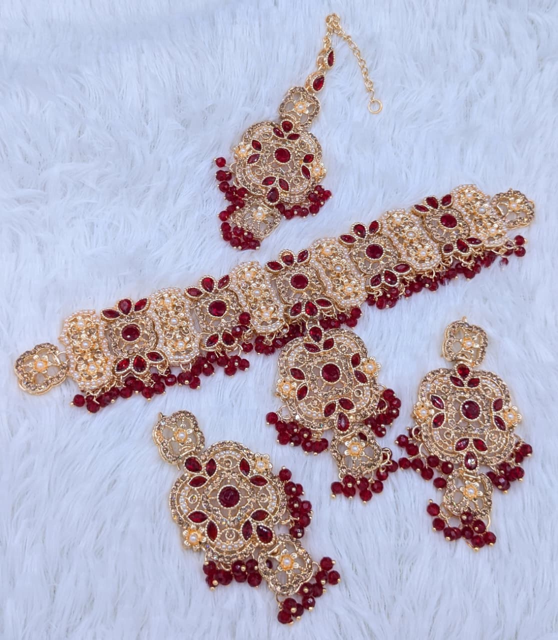 Party Wear Set  🎉  Zarqon or Poalki Work 💎 Choker Style Necklace 📿 With Tikka