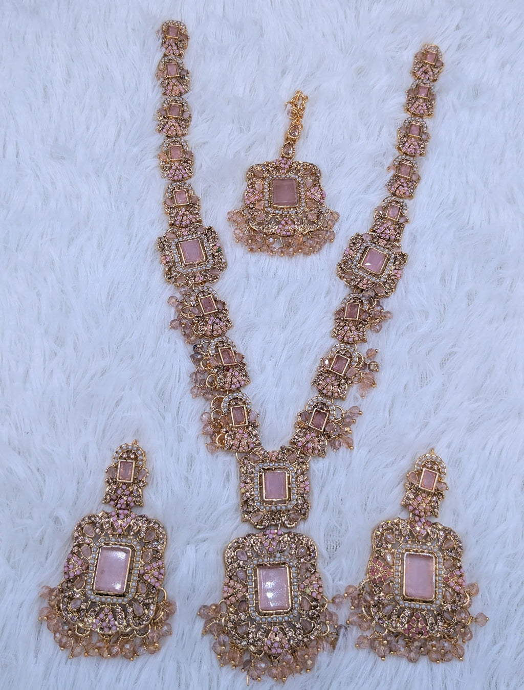 Mala Style Party Wear Set 
Zarqon or polki Work 
With Tikka